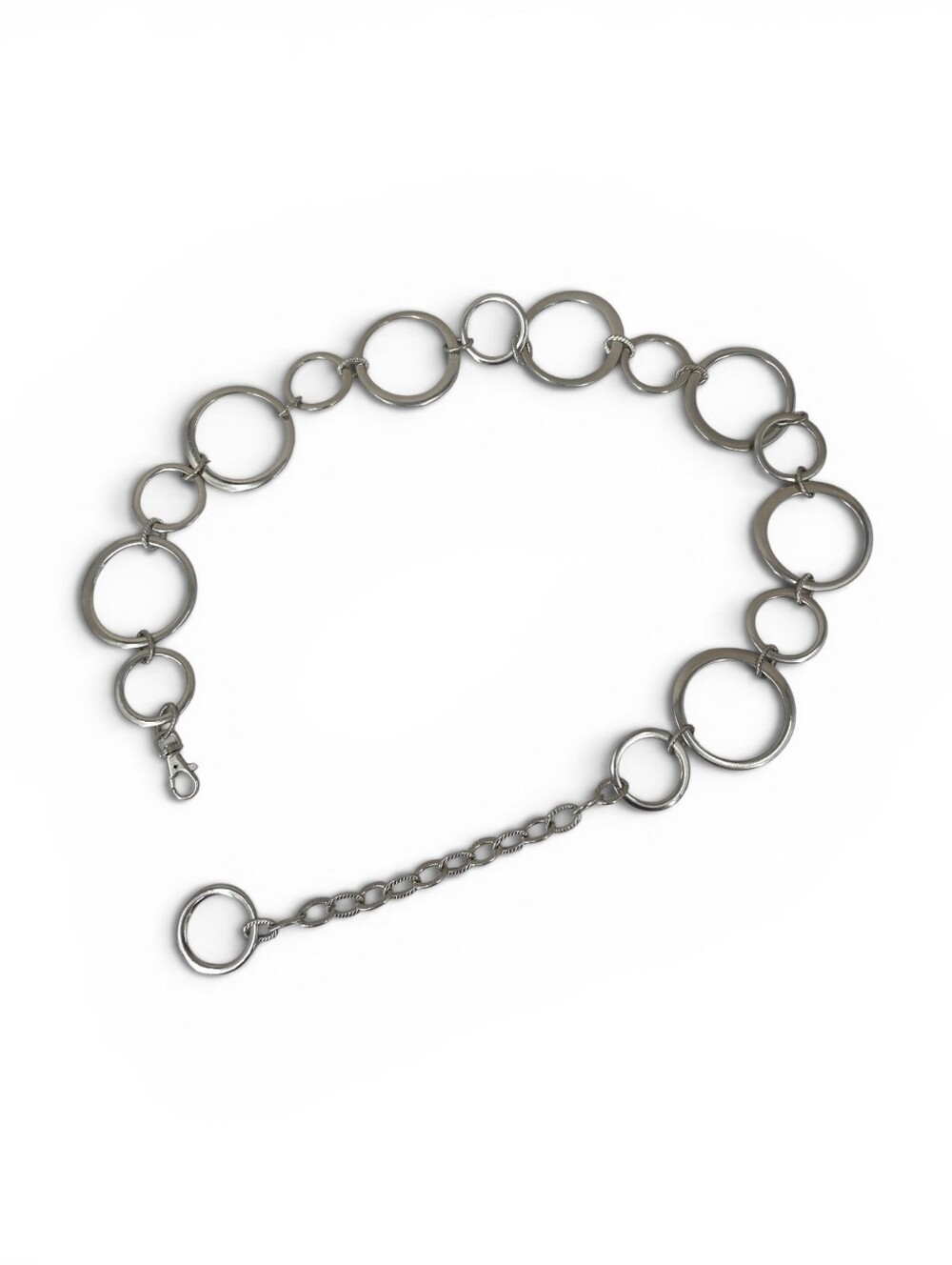 Y2K Heavy Silver Tone Circle Link Chain Belt